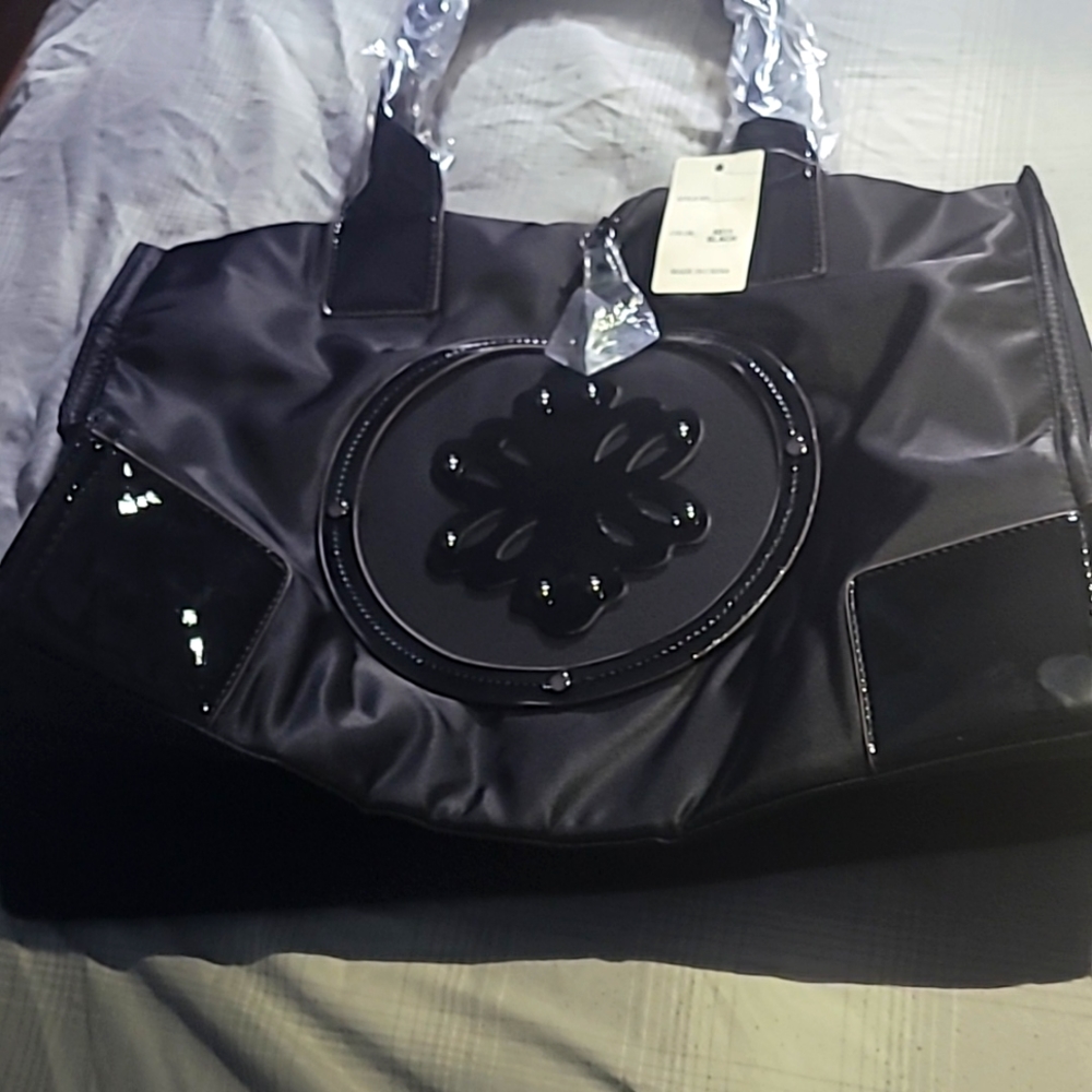 A large black work bag.